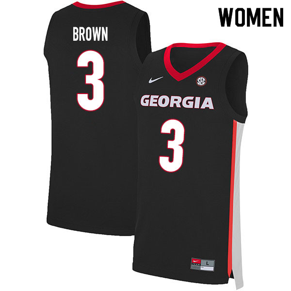 2020 Women #3 Christian Brown Georgia Bulldogs College Basketball Jerseys Sale-Black - Click Image to Close